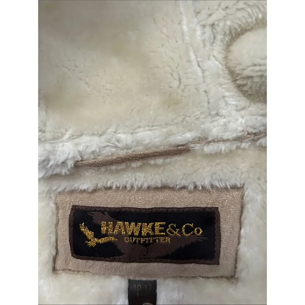 Hawke & Co. Kids Faux Suede & Shearling Hooded Coat, Sparkling Beige, Size 10/12
